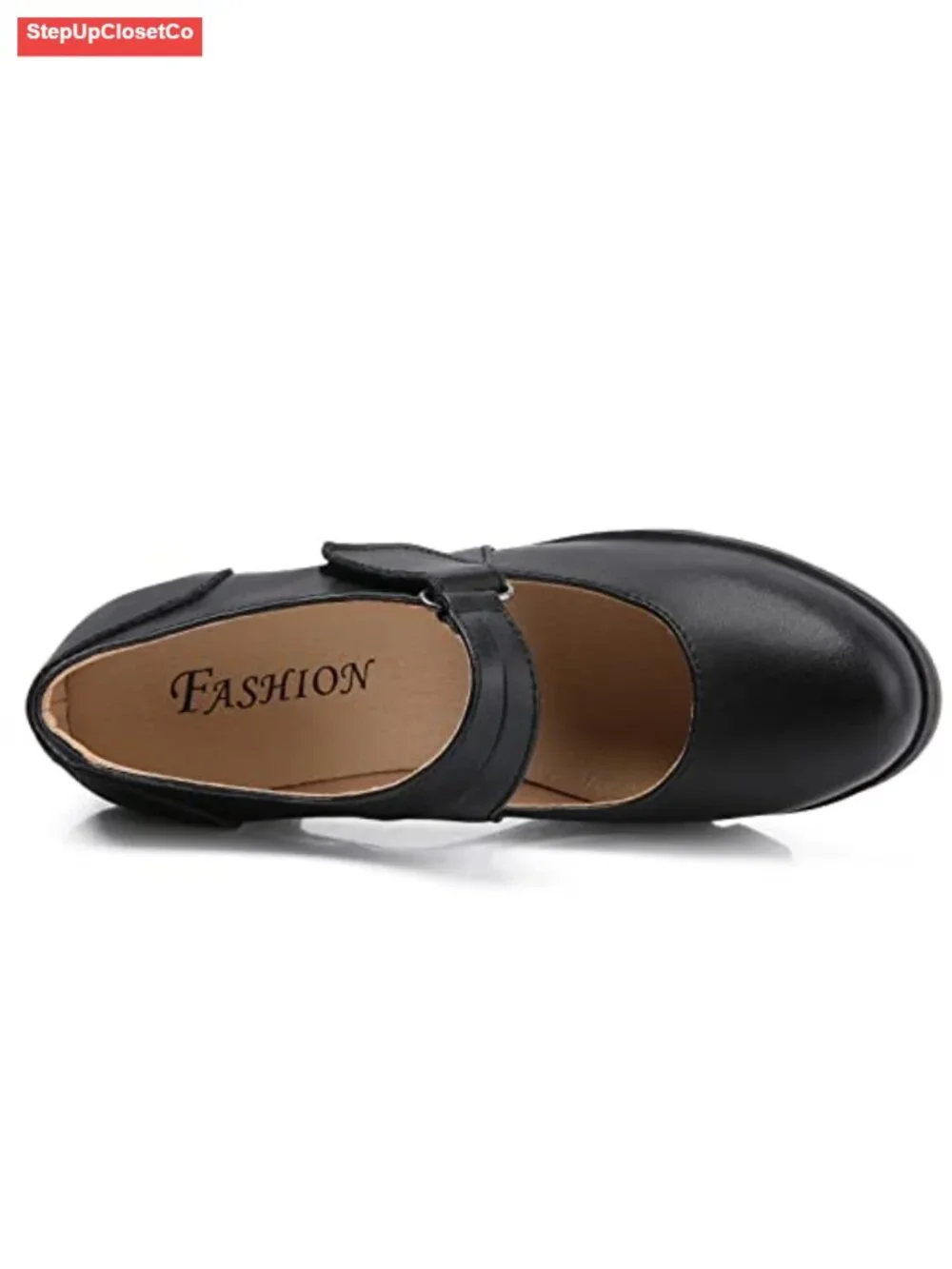 Women's Leather Classic Mid Heel Mary Jane Square Toe Oxfords Platform Dress